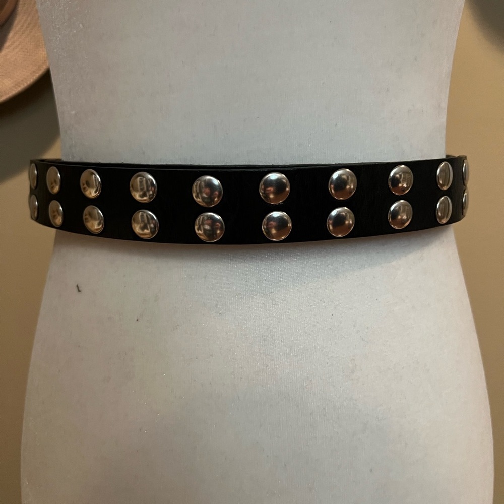 Alexander McQueen Popper black silver snap vegan leather belt